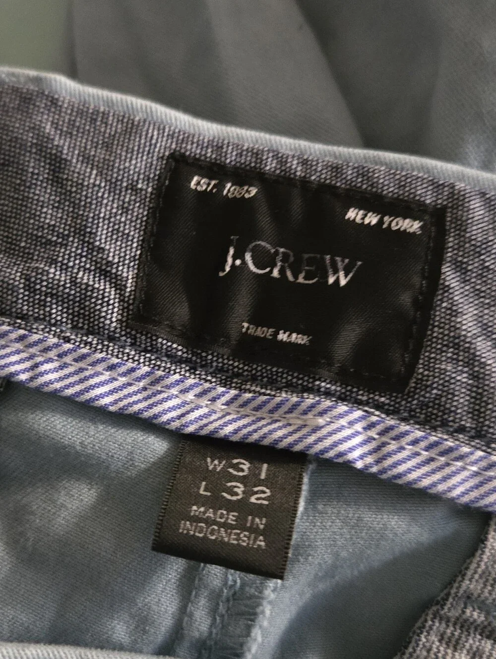 J. CREW 484 Slim-fit Stretch Chino pant in Sound Blue Size 31x32 $98 AR885 Nwot